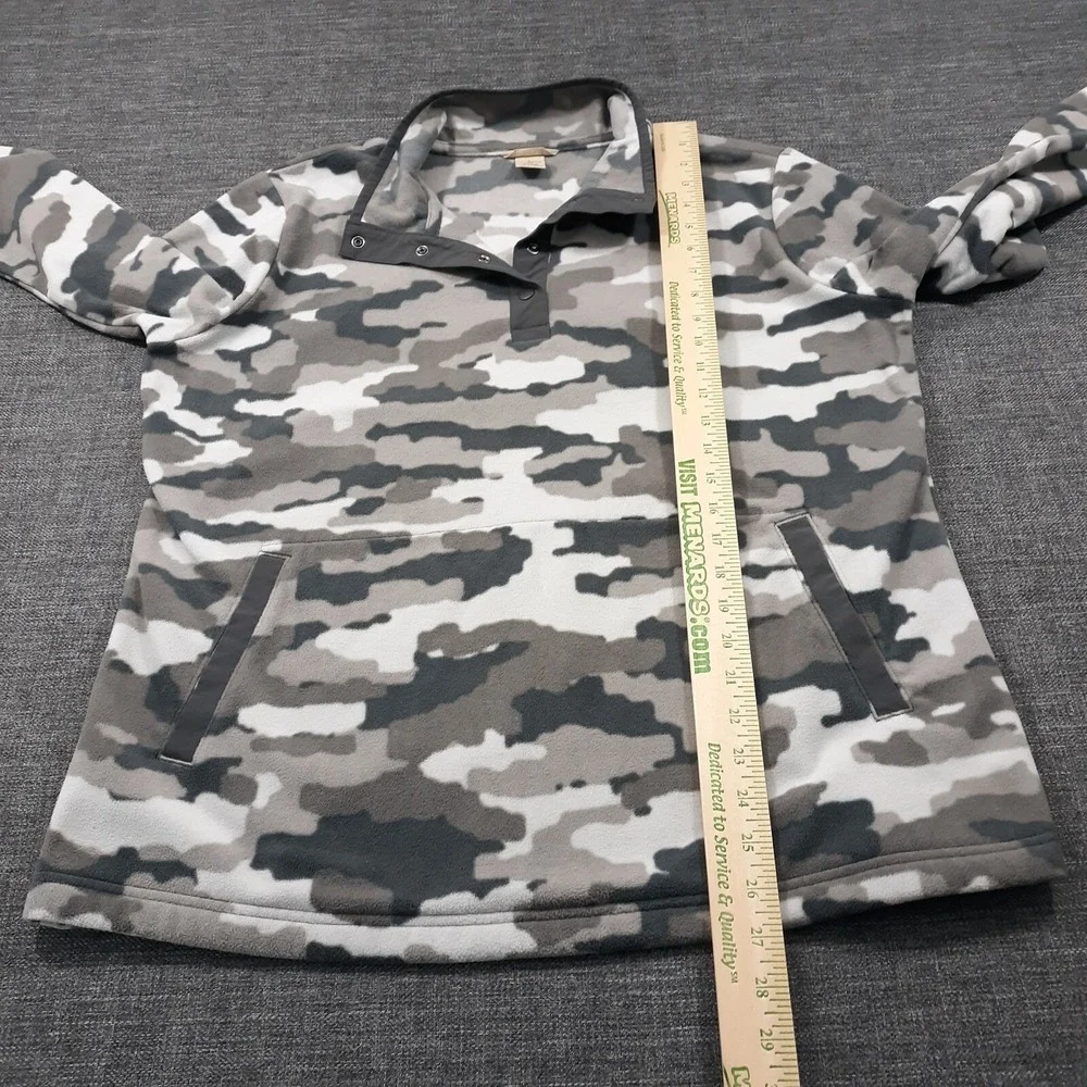 Duluth Pullover Sweater Men Size L Camouflage Snap Buttons Outdoor Fleece Gray